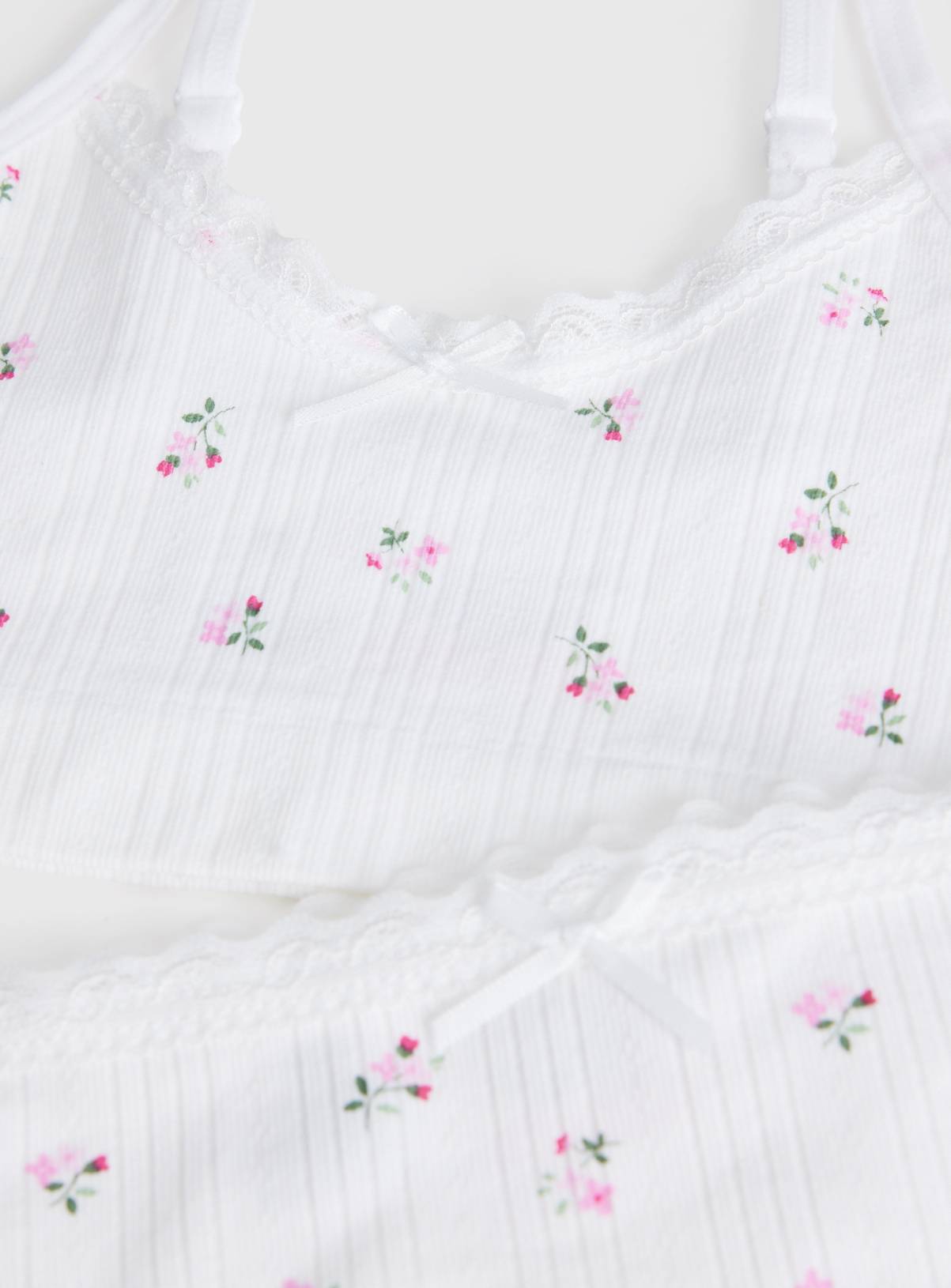White Seamfree Pointelle Floral 2-Piece Set 12-14 years - Image 2